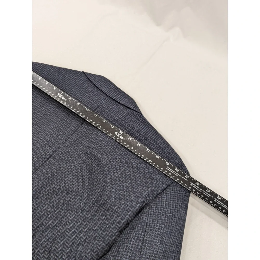 Harold Powell Alpaca Wool Blazer Sport Suit Jacket Blue Black Houndstooth 44R